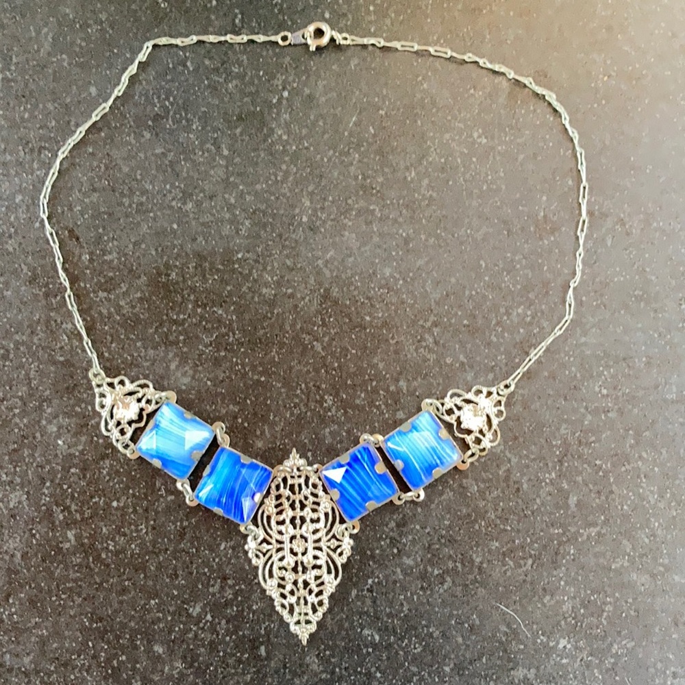 Vintage Art Deco 1920's Silver Filagree Necklace